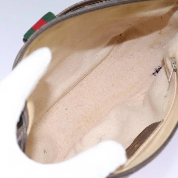 GUCCI Micro GG Supreme Web Sherry Line Shoulder Bag PVC Beige gold Auth 110383 - Picture 10 of 16